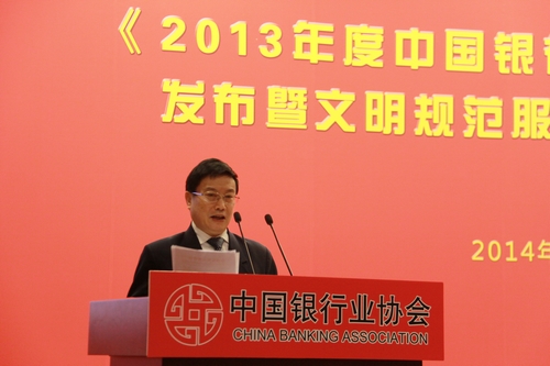 3中国银行业协会专职副会长杨再平发布《2013年度中国银行业服务改进情况报告》.jpg